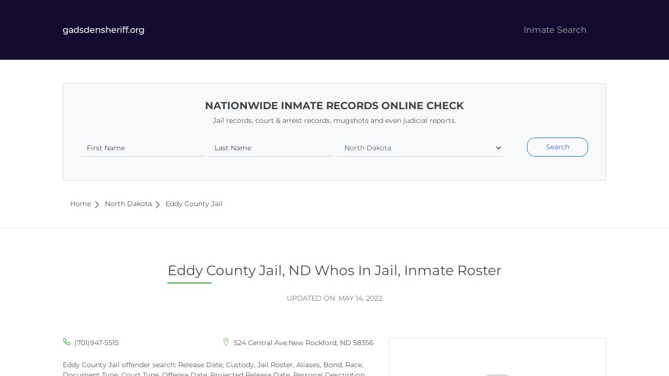 Eddy County Jail, ND Inmate Roster, Whos In Jail